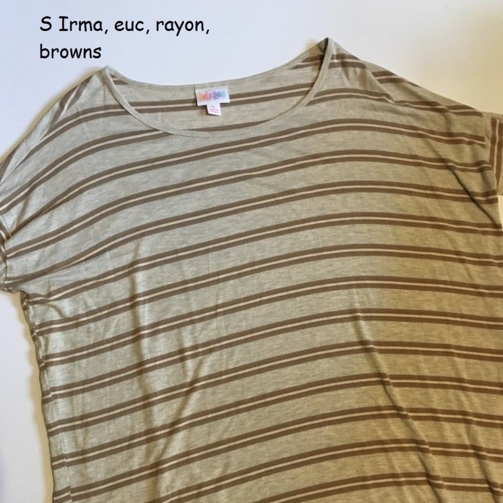 S Lularoe Irma oversized tunic, brown stripes